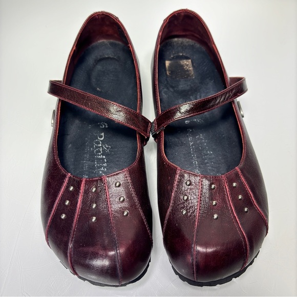 Papillio by Birkenstock Studded Dark Red Leather Mary Jane Slip On Shoes Size 41 - Picture 1 of 11